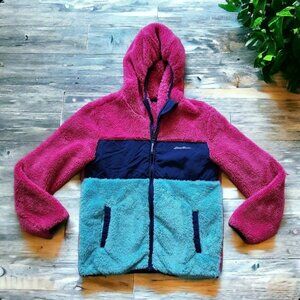 EDDIE BAUER ( LG 14/16 ) Girls Fleece Color Block Zip Up Hoodie